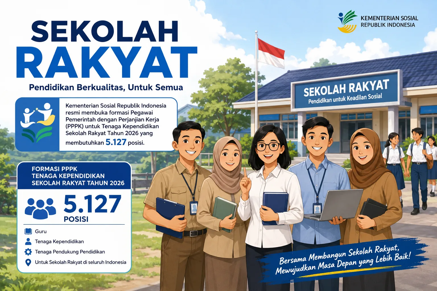 5.127 Lowongan PPPK Sekolah Rakyat 2026 Dibuka, Cek Formasi dan Syaratnya