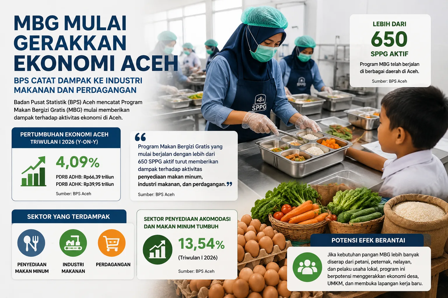 MBG Gerakkan Ekonomi Aceh, BPS Catat Lonjakan Aktivitas Industri Makanan Triwulan I 2026