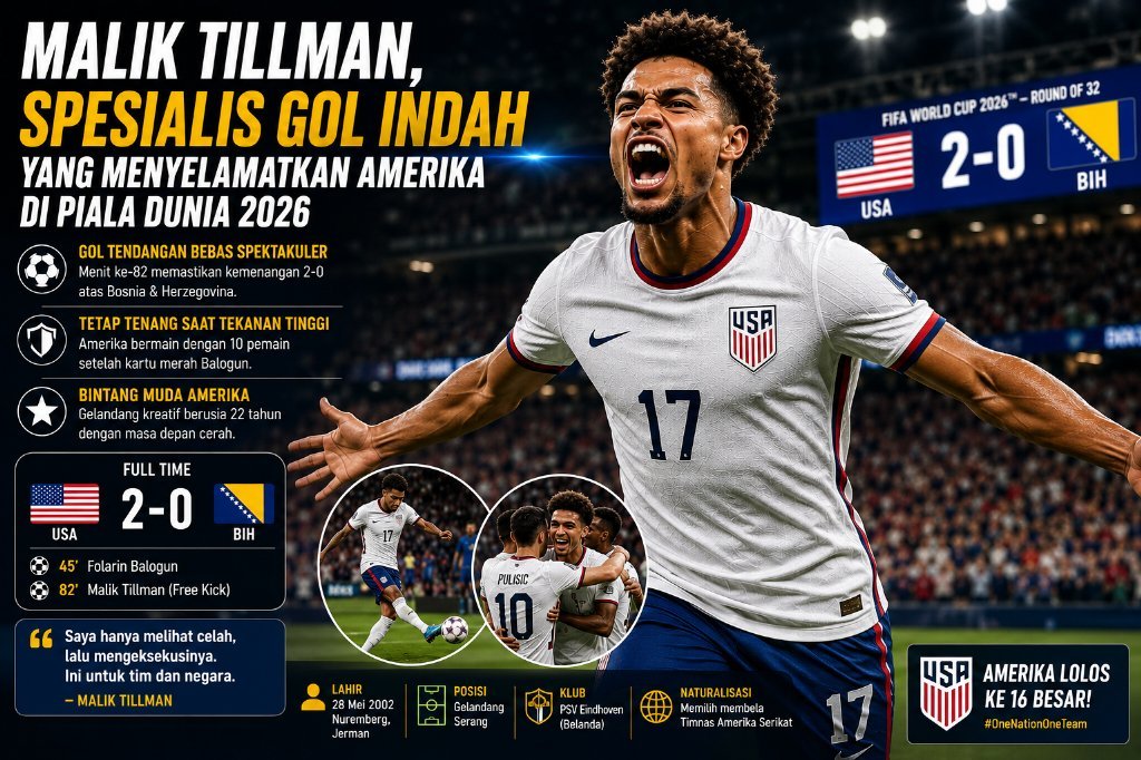 Malik Tillman, Penyelamat Amerika di Piala Dunia 2026