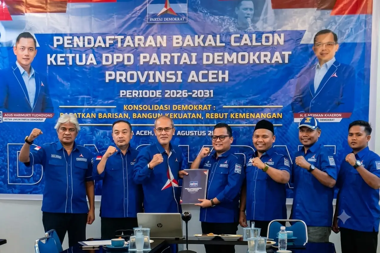 Nurdiansyah Alasta saat menyerahkan Berkas Pencalonannya kepada SC Musda Demokrat Aceh (Foto: Dok. untuk )