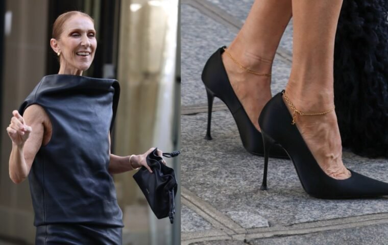 Celine Dion Tampilkan Tren Gelang Kaki dengan Sepatu Saint Laurent di Paris