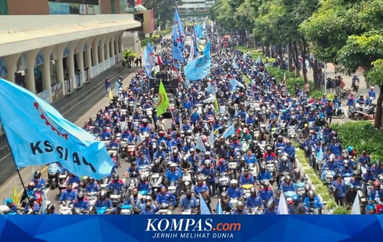 Demo Buruh Hari Ini: Kemacetan di Jalan Semanggi dan Gatsu